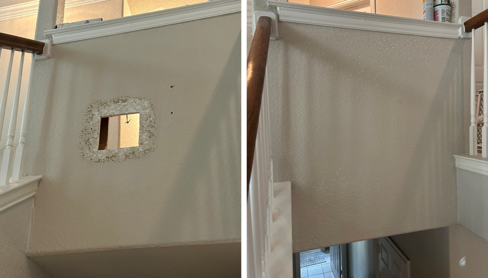 Drywall repair before and after