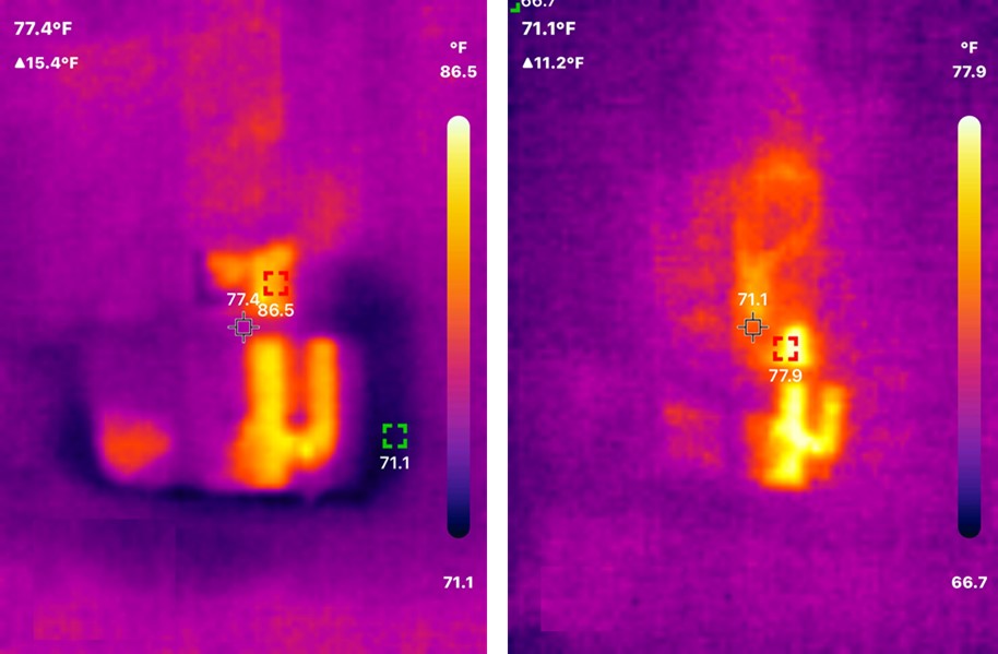 Moisture measurement before and after drying — drywall water damage repair